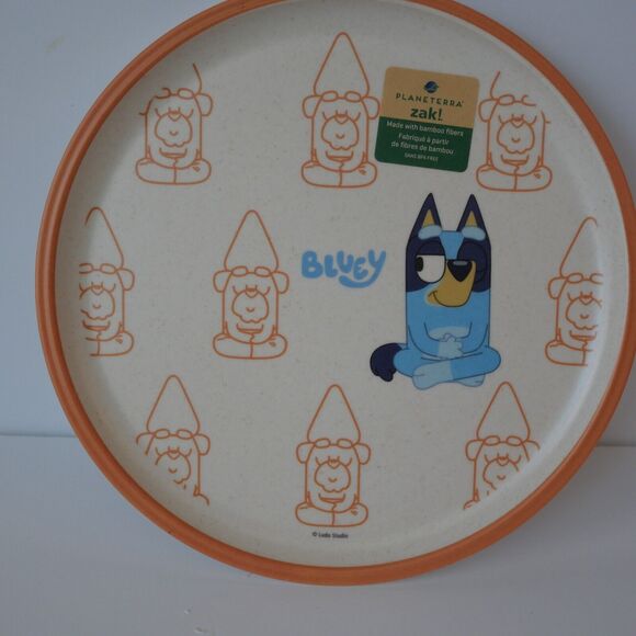NEW Bluey 8 Piece Set Dinner Plate and Bowl Matching Set Zak Bamboo 4 Colors - Picture 8 of 13
